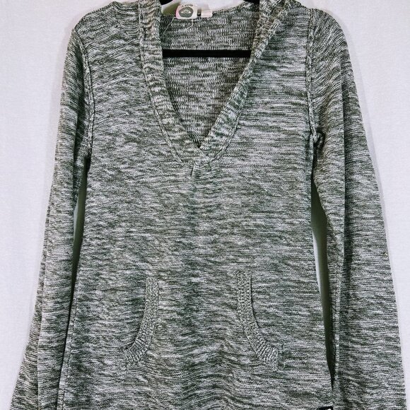 Roxy Light Gray & White Hooded Sweater Size M - Picture 1 of 5